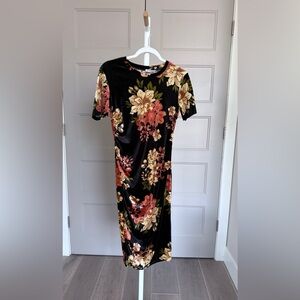 Zara Black Floral Sheath Dress